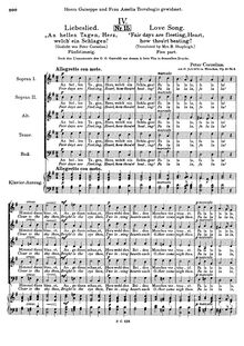 Partition No.2 - Liebeslied, 4 Italienische Chorlieder, Op.20, Cornelius, Peter