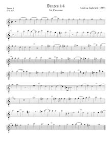 Partition ténor viole de gambe 1, octave aigu clef, Canzona, Gabrieli, Andrea