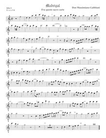 Partition ténor viole de gambe 1, octave aigu clef, Fra queste sacre carte