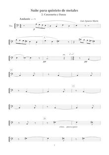 Partition Trombone 1,  para quinteto de metales, Marín García, Luis Ignacio par Luis Ignacio Marín García