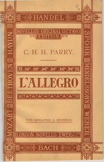 Partition couverture couleur, L Allegro ed il Pensieroso, Parry, Charles Hubert Hastings