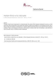 Herbert Simon et la rationalité - article ; n°1 ; vol.9, pg 133-181