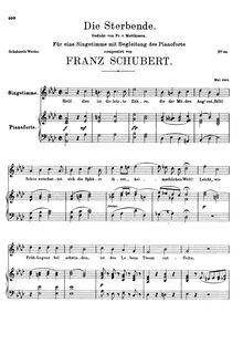Partition complète, Die Sterbende, D.186, The Dying Girl, Schubert, Franz