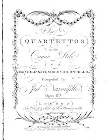 Partition viole de gambe, 6 corde quatuors  en pour Comic Stile , Op.2