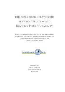 The non-linear relationship between inflation and relative price variability [Elektronische Ressource] / vorgelegt von Sascha S. Becker
