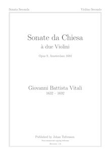 Partition violon 2, Sonate da Chiesa à due Violini, Op.9, Vitali, Giovanni Battista par Giovanni Battista Vitali