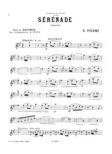 Partition hautbois et partition de piano, solo , partie, Serenade