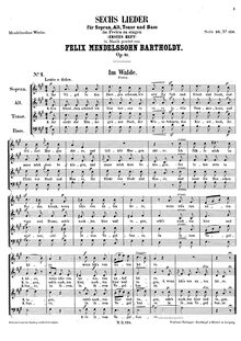 Partition complète, chansons im Freien zu singen, Mendelssohn, Felix par Felix Mendelssohn