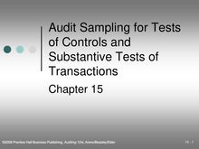Chapter 15 – Audit Sampling for Tests of Controls and Substantive  Tests of Transactions
