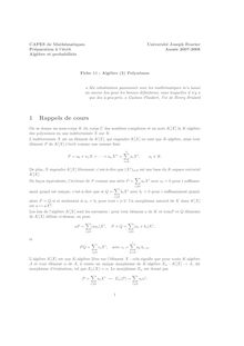 CAPES de Mathematiques Universite Joseph Fourier Preparation a l ecrit Annee Algebre et probabilites