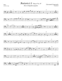 Partition viole de basse, Fantasia pour 5 violes de gambe, RC 68