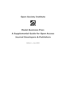 Open Society Institute Model Business Plan: A Supplemental Guide ...