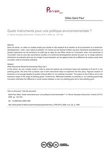 Quels instruments pour une politique environnementale ? - article ; n°3 ; vol.22, pg 133-150
