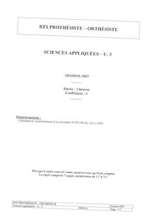 Btsproth sciences appliquees 2007