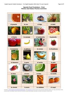 Spanish food vocabulary fruit