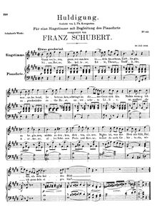 Partition complète, Huldigung, D.240, Homage, Schubert, Franz