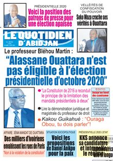 Le Quotidien d’Abidjan n°2905 - du Lundi 17 août 2020