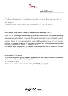 Analyse de cahiers de doléances : l exemple des cahiers de la noblesse - article ; n°1 ; vol.103, pg 85-101