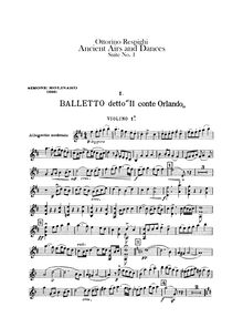 Partition violons I, Antiche danze et arie per liuto, Respighi, Ottorino