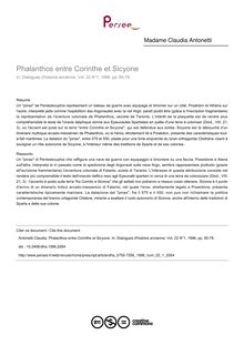 Phalanthos entre Corinthe et Sicyone - article ; n°1 ; vol.22, pg 65-78