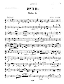Partition violon 2, corde quatuor, A minor, Afanasyev, Nikolay