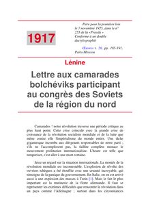Lettre aux camarades bolchéviks participant au congrès des Soviets de la région du nord
