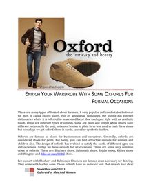 Enrich Your Wardrobe With Some Oxfords For Formal Occasions