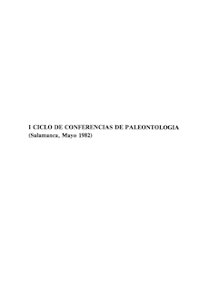 I Ciclo de conferencias de Paleontología. (Salamanca, Mayo 1982)