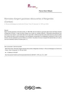 Monnaies d argent gauloises découvertes à Margerides (Corrèze) - article ; n°1 ; vol.18, pg 45-48