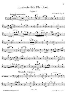 Partition basson 1, 2, Konzertstück für hautbois, Rietz, Julius