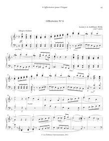 Partition , Offertoire en fa majeur, 6 offertoires pour orgue without obligato pédale