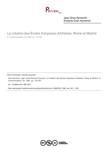 La création des Écoles françaises d Athènes, Rome et Madrid - article ; n°1 ; vol.54, pg 175-187