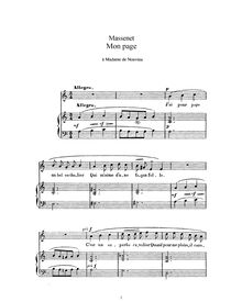 Partition complète (A minor: haut voix et piano), Mon page