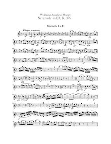 Partition clarinette 1, 2 (en B♭), Serenade, Serenade No.11 ; Serenade for Winds