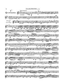 Partition clarinette (en C), Quintuor I en Mi mineur, Op.88 No.1 par Anton Reicha