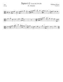 Partition aigu 2 ou ténor viole de gambe (alto clef), Airs pour 3 violes de gambe par William Drew