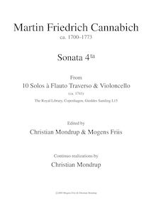 Partition complète (realized continuo), Sonate a Flauto Traversiere Solo e Basso Composte dal Sigr. Canaby Musico di S.A.E. Palatino del Reno. par Martin Friedrich Cannabich