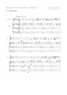 Partition Einzug (Introitus) - score avec cor en F, Messe Nr. 1 für Waldhorn und Orgel