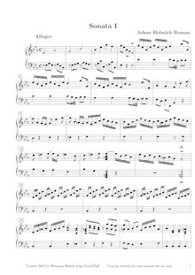 Partition , Sonata en E-flat major, 12 clavecin sonates ou , Roman, Johan Helmich