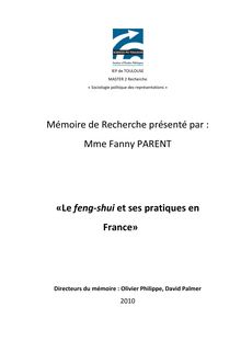 Mémoire de Recherche présenté par : Mme Fanny PARENT «Le feng-shui ...