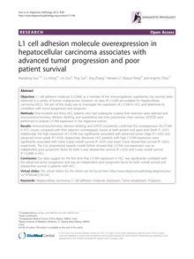 L1 cell adhesion molecule overexpression in hepatocellular carcinoma associates with advanced tumor progression and poor patient survival
