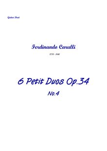 Partition Duo No.4 en A, 6 Petit Duos, Op.34, Carulli, Ferdinando