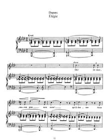 Partition complète (Original key: haut voix), Elégie, F minor