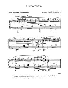 Partition de piano, Humoresques, Humoresky, Dvořák, Antonín