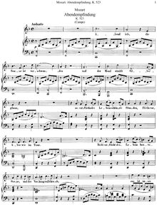 Partition complète, Abendempfindung, Abendempfindung an Laura, F major par Wolfgang Amadeus Mozart