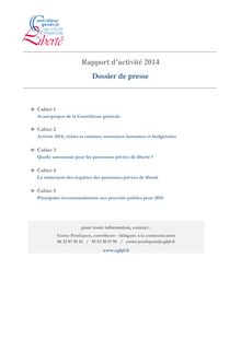 Prison : rapport annuel d activité 2014 de la contrôleuse générale des lieux de privation de liberté