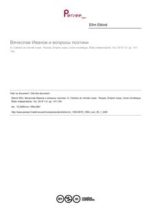 Вячеслав Иванов и вопросы поэтики - article ; n°1 ; vol.35, pg 141-154