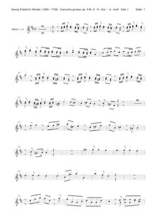 Partition parties complètes, Concerto Grosso en D major, HWV 317