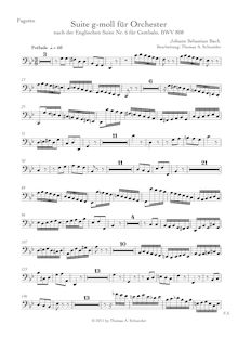 Partition basson, 6 anglais , Bach, Johann Sebastian