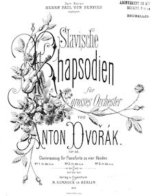 Partition complète, Slavonic Rhapsodies, Slovanské rapsodie, Dvořák, Antonín par Antonín Dvořák
